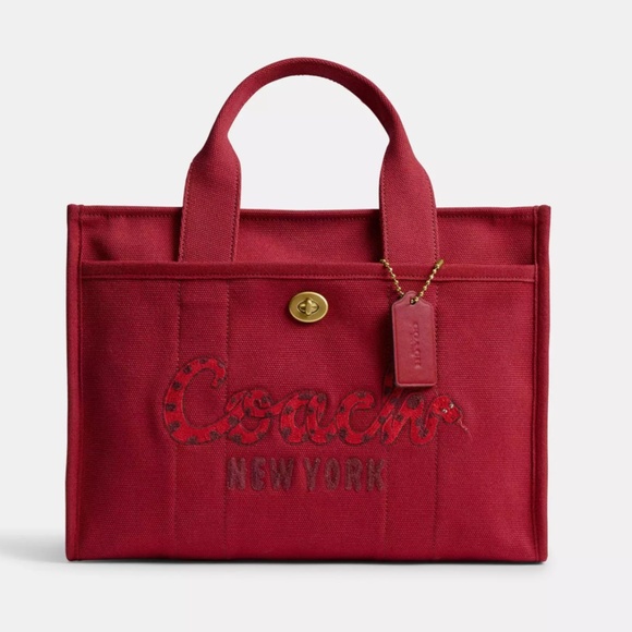 Authentic Coach New Year Cargo Tote Bag With Coach Snake Script - Picture 1 of 4